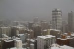 View from Sapporo Tower as the snow starts to fall heavily.