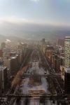 Odori Park as seen from Sapporo Tower after the snow blew over.