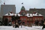 The former government building for Hokkaido covered in snow.